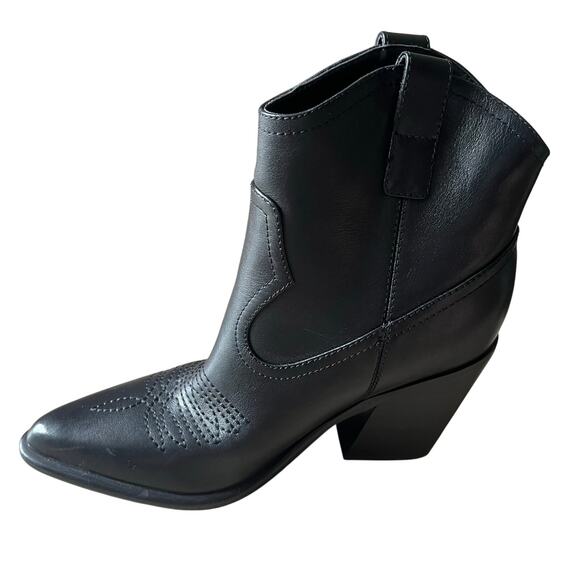 Marc Fisher Jalella Western Ankle Boot Black Women's 7.5 Cowboy Festival Leather - Picture 5 of 10
